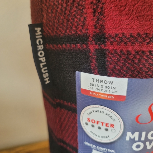 Sunbeam Microplush Sherpa Heated Throw with Storage Bag, Red Plaid - Picture 4 of 14